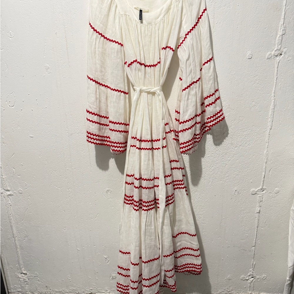 Elegant White and Red Women's Dress